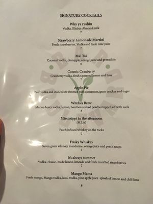 Drink menu at Bar Boulevard in Las Vegas