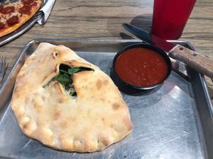 The Vegan as a Calzone. So yummy!!  at Rock'n Dough Pizza in Jackson