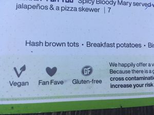 Vegan options marked at Rock'n Dough Pizza in Jackson