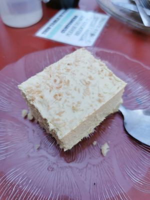 Pina colada cake at Green Cuisine Vegetarian Restaurant in Victoria