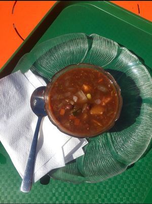 Green Cuisine Vegan Bean Soup - about $4 at Green Cuisine Vegetarian Restaurant in Victoria