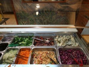salad bar at Green Cuisine Vegetarian Restaurant in Victoria