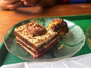 Black Forest cake and hedgehog   at Green Cuisine Vegetarian Restaurant in Victoria