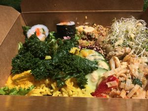 bit of everything for picnic  at Green Cuisine Vegetarian Restaurant in Victoria