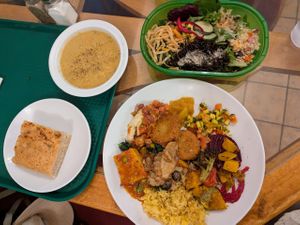 Soup, takeaway salad, buffet meal and focaccia! at Green Cuisine Vegetarian Restaurant in Victoria