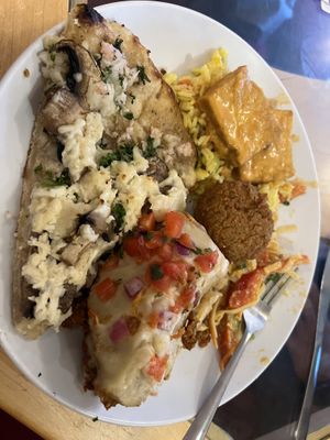 Mushroom Pizza, Curry Tofu, Falafel, Tempeh Noodle Salad, Burrito for $24  at Green Cuisine Vegetarian Restaurant in Victoria