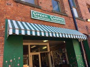 Sign at Green Cuisine Vegetarian Restaurant in Victoria