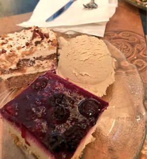 Carrot cake, cheesecake and gelato. Can’t go wrong  at Green Cuisine Vegetarian Restaurant in Victoria