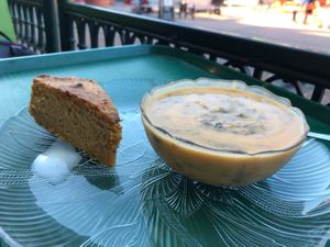 Soup & cornbread is a steal of a deal at Green Cuisine Vegetarian Restaurant in Victoria