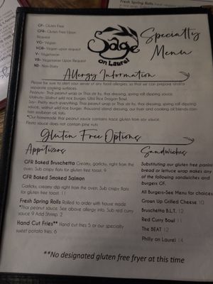 Speciality Menu at Sage on Laurel in Brainerd