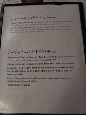 Vegan options are listed VG or VGR. at Sage on Laurel in Brainerd