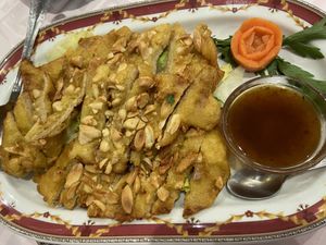 Pollo rebozado con almendras  at Gran Mundo in Torremolinos