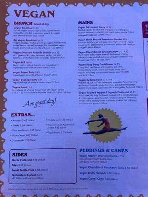 Close up vegan menu  at Lounges - Concho Lounge in Newquay