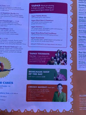 Close up vegan menu pt 2  at Lounges - Concho Lounge in Newquay