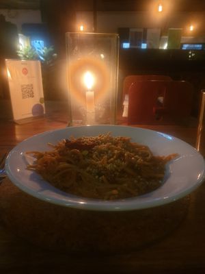 Smoked tofu bolognese at Bean Me Up in Goa