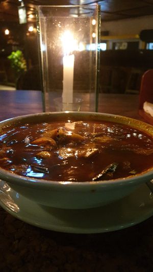 Spicy ramen soup at Bean Me Up in Goa