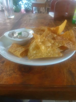 Tortilla with cheesy dip at Bean Me Up in Goa