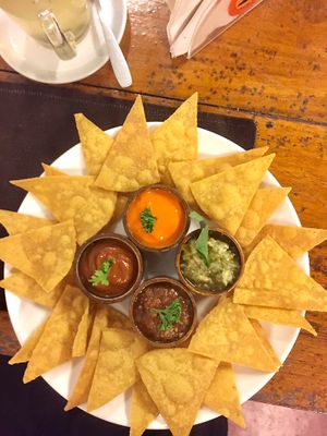 Selfmade tortilla chips  at Bean Me Up in Goa