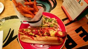 Vegan Hot Dog at Racconto Lounge  in Bury