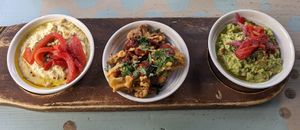 Hummus, Bang Bang Cauliflower, Edamame Guacamole at Tarko Lounge in Barnstaple