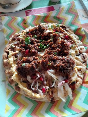 Vegan keema flatbread at Verso Lounge  in Stafford