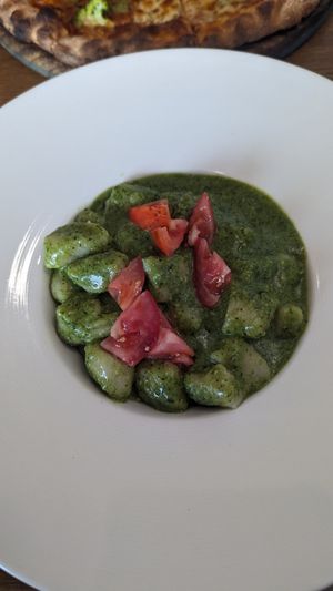 Gnocchi with pesto at Veggie Restaurant in Suva