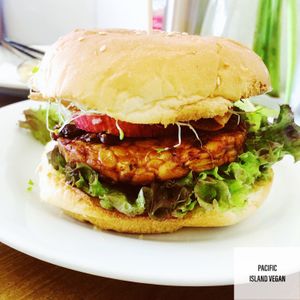 Tempeh Burger at Veggie Restaurant in Suva