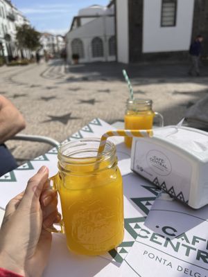 big orange squeezed juice for 5€  at Café Central in Sao Miguel