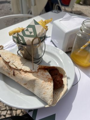 wrap with soyballs  at Café Central in Sao Miguel