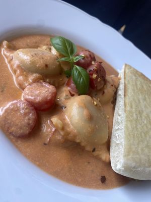 Sweet potato rosé ravioli *chefs kiss*  at Eve Olive in Nanaimo