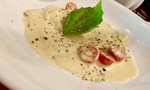 Creamy delicious sweet potato ravioli. Tapa size heaven.  at Eve Olive in Nanaimo