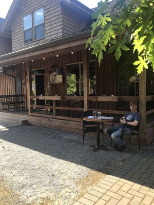 Outside seating. Cute!  at Eve Olive in Nanaimo