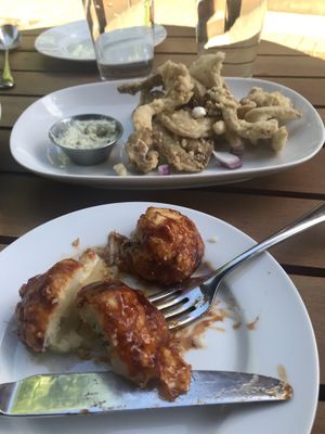 Oysters mushrooms Kalamari & cauliflower bit (that’s only 1 they are huge) at Eve Olive in Nanaimo