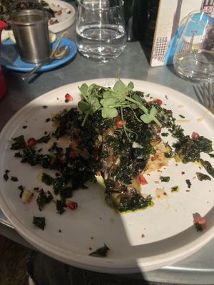 Vegan risotto met palmbladeren   at Scarlett Green in London