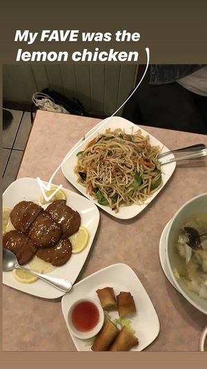 Lemon chicken, noodles, spring rolls, wonton soup at Lotus Pond in Victoria