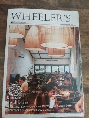 Menu at Wheeler's Cafe in Penang