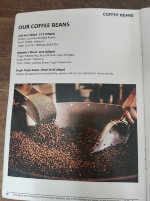 Menu at Wheeler's Cafe in Penang