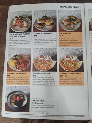 Menu at Wheeler's Cafe in Penang