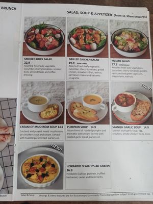 Menu at Wheeler's Cafe in Penang