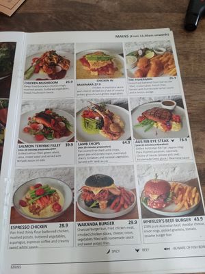 Menu at Wheeler's Cafe in Penang