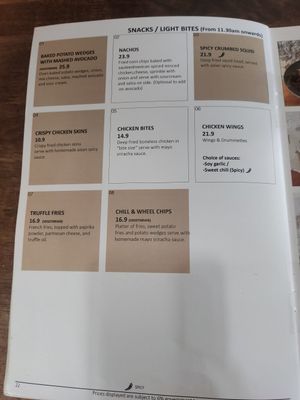 Menu at Wheeler's Cafe in Penang