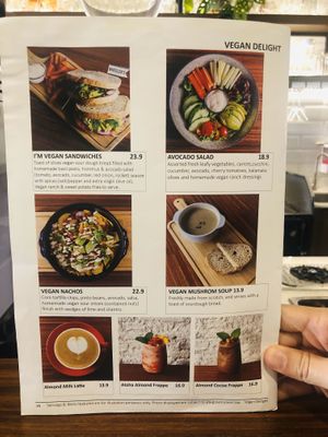 Vegan menu page at Wheeler's Cafe in Penang