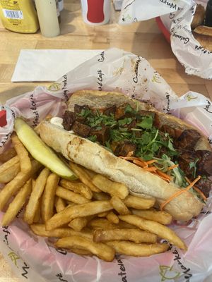 Tofu Banh Mi and Fries  at Gateway Market in Des Moines
