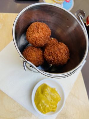 Vegan bitterballen op het terras  at Schenkers in Apeldoorn
