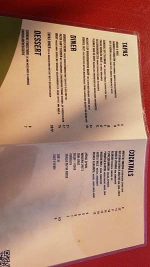 Menu at Bar d'Henri in Antwerpen