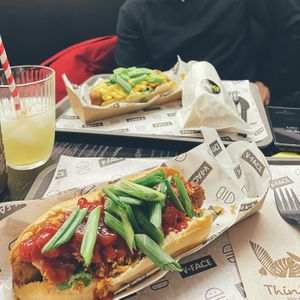 hot dogs (mine minus mustard on request, extra mustard on the boyfriends), so good at V-Face in Dublin