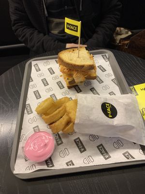 Kimchi toastie and onion rings 💕  at V-Face in Dublin