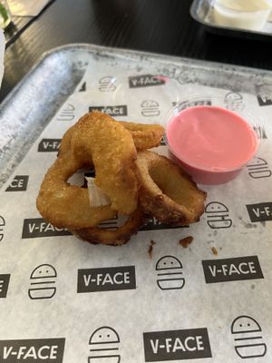 Onion ringz with pink garlic mayo  at V-Face in Dublin