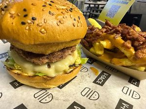 smoke show burger and chipotle & bacon fries at V-Face in Dublin