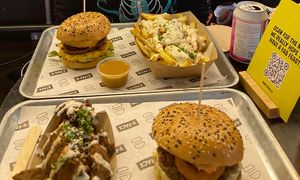 The smoke show burger with mushy wingz  at V-Face in Dublin